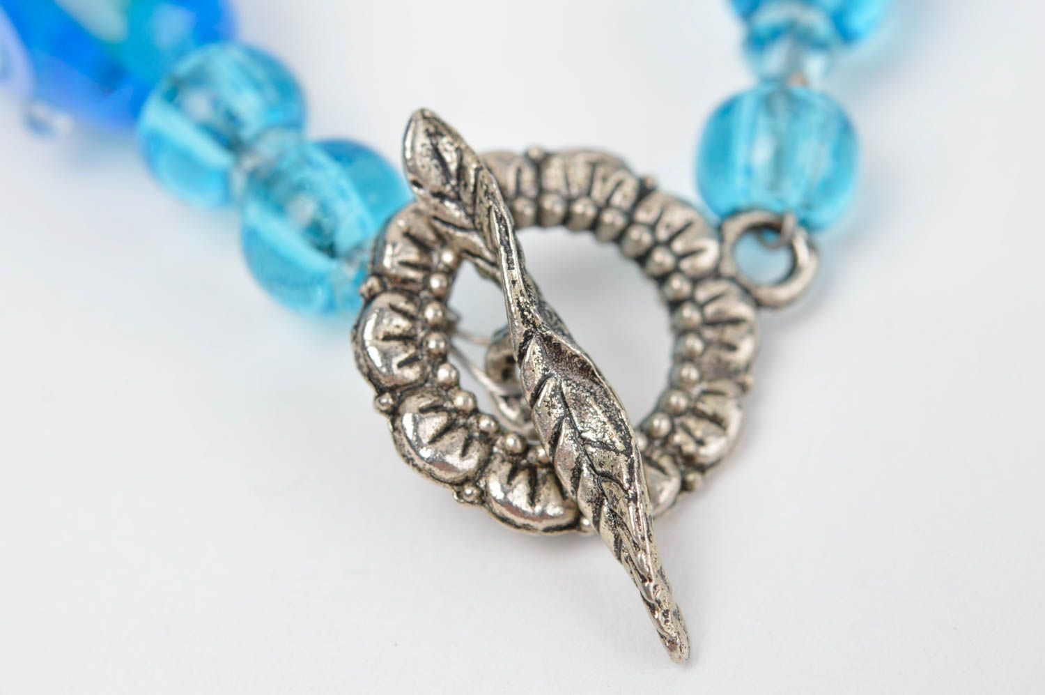 Bracelet verre Bijou fait main Accessoire femme bleu beau original mignon photo 4