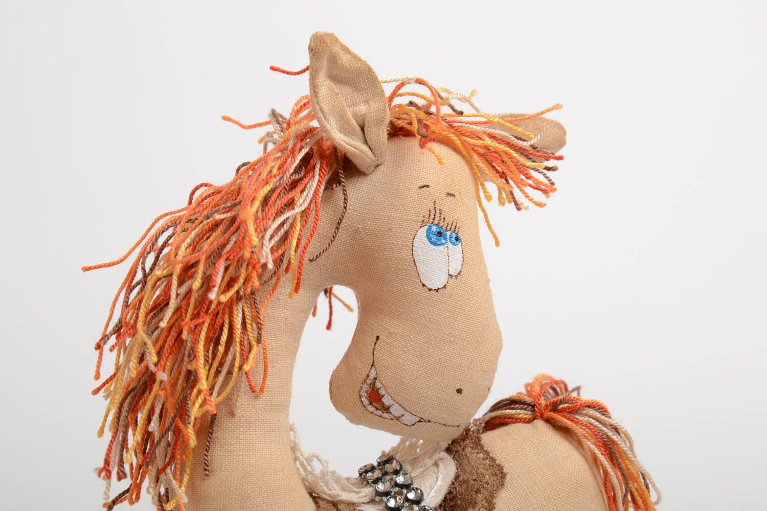 Handmade stylish funny toy interior pendant red haired horse for wall decor  photo 4