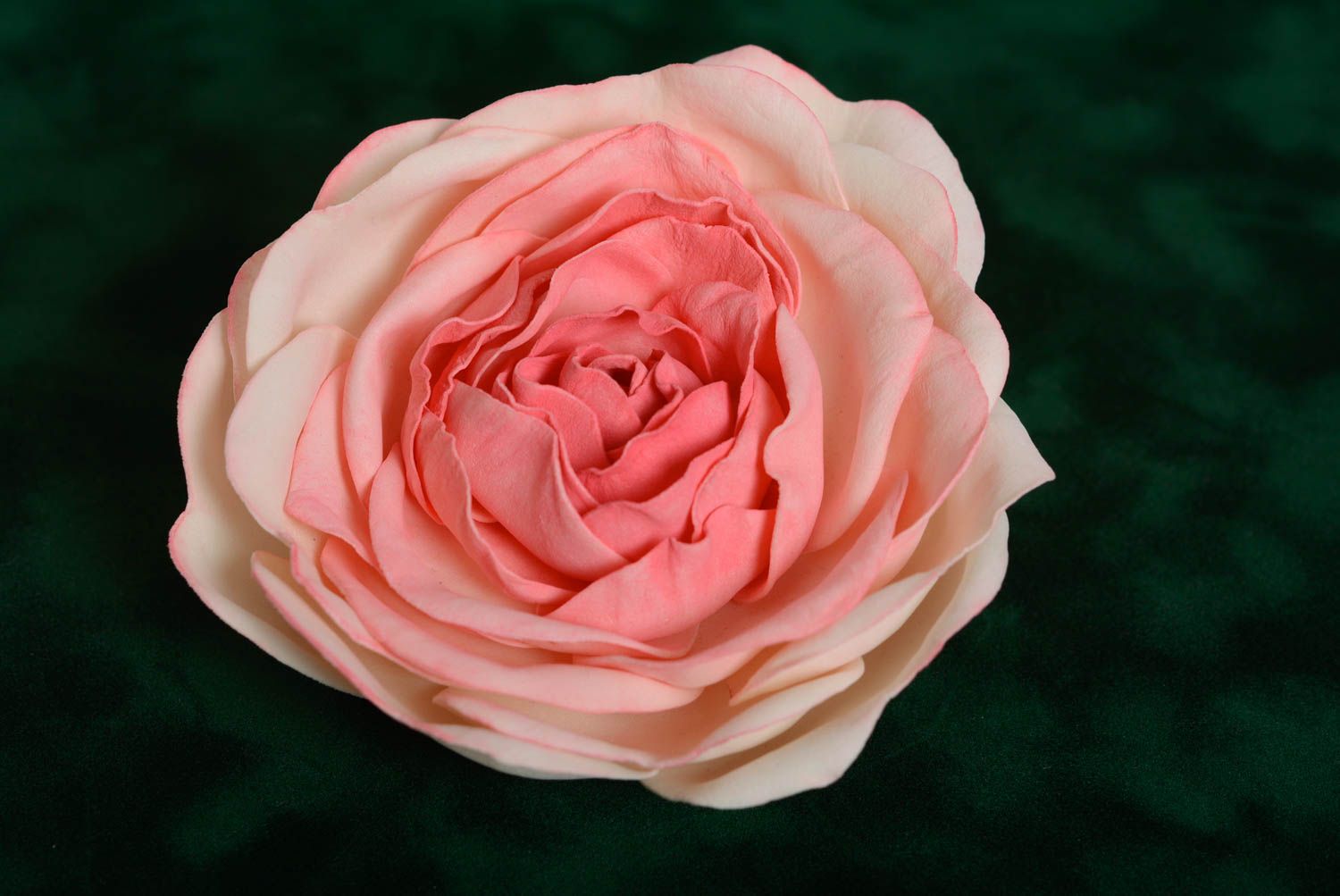 Handmade decorative foamiran brooch in the form of flower delicate designer rose photo 5