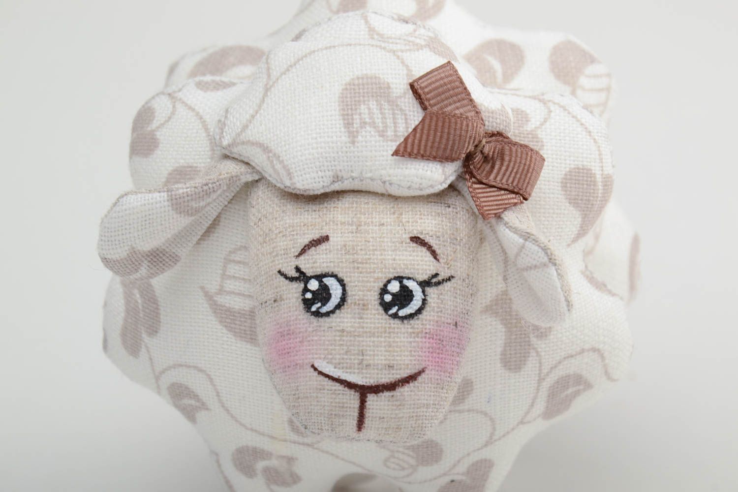 Beautiful nice handmade textile soft toy sheep for interior decor photo 3