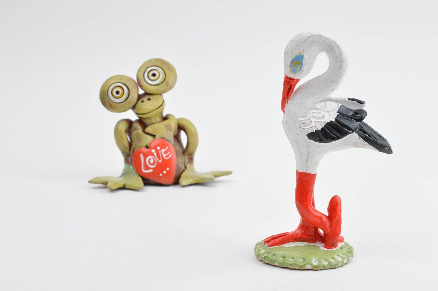 Статуэтки для декора фигурки ручной работы статуэтки животных птица и лягушка фото 4