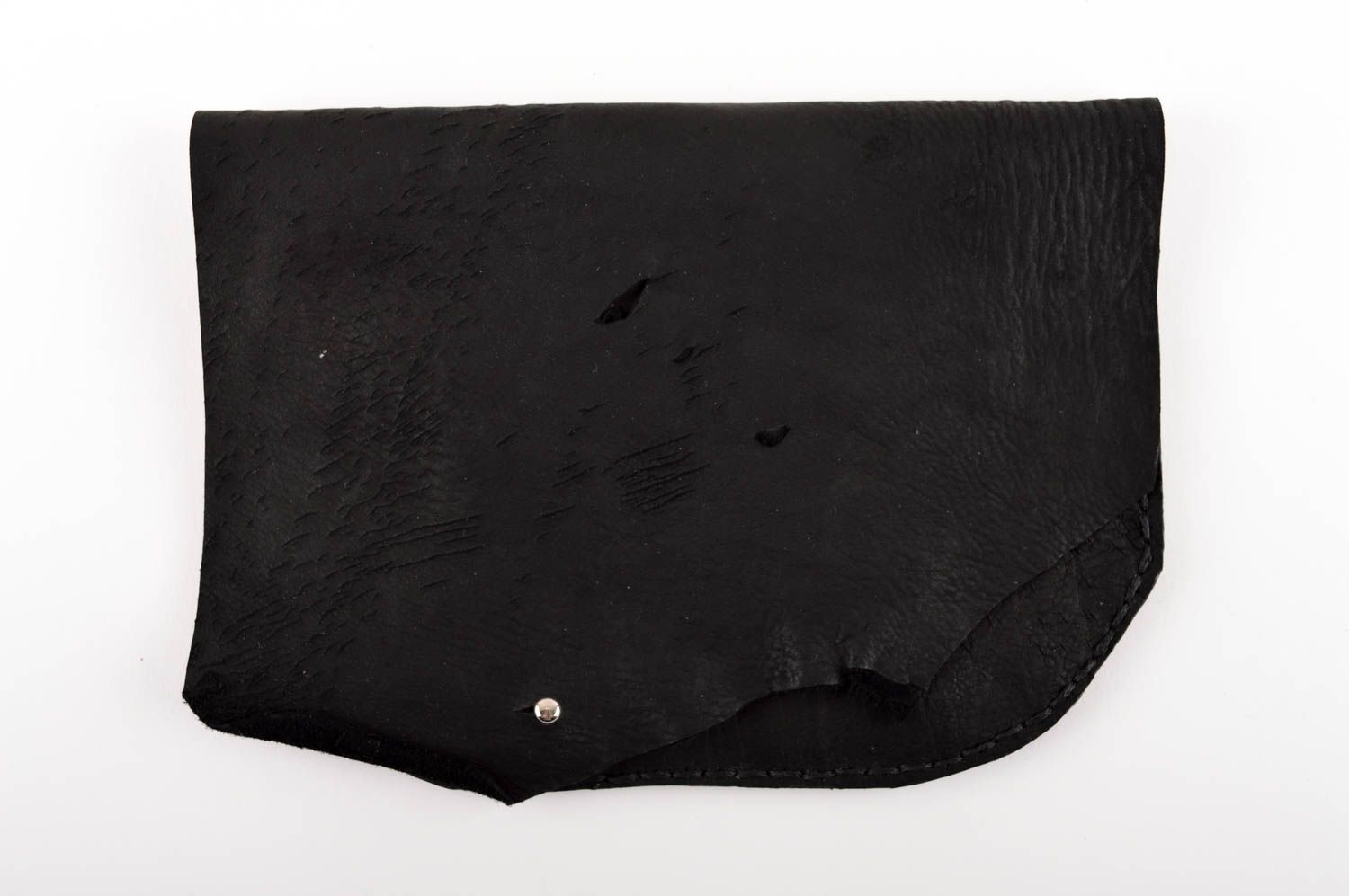 Portefeuille cuir fait main Maroquinerie design noir Accessoire cuir grand photo 2