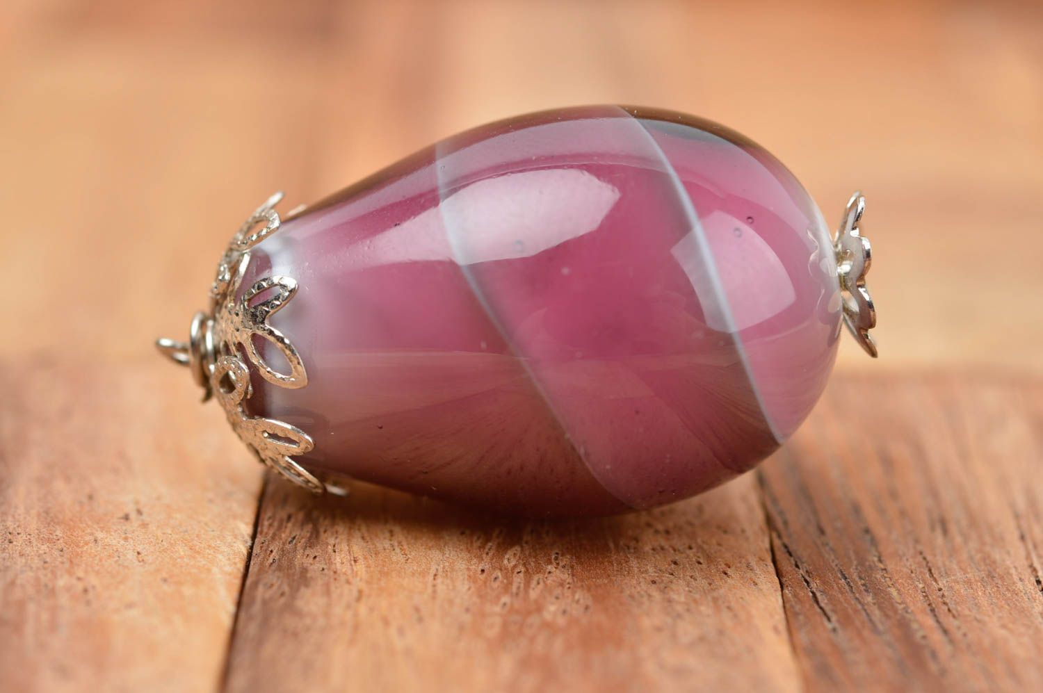 Perle en verre fait main Fourniture pour bijoux oeuf violet Loisirs créatifs photo 3
