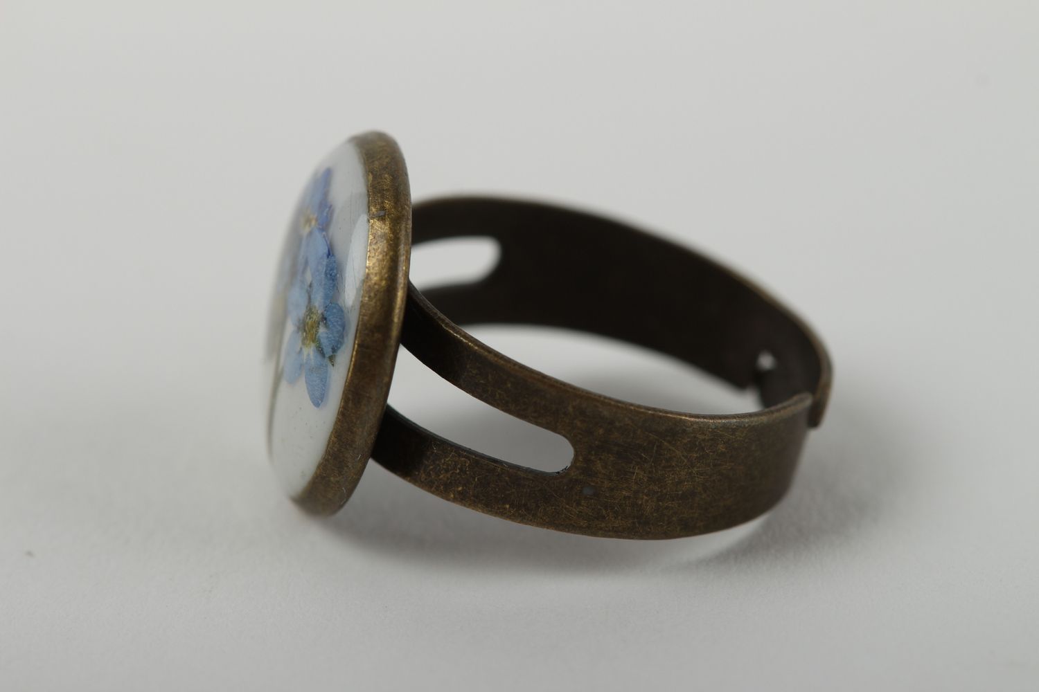 Кольцо из эпоксидной смолы ручной работы кольцо с цветами модное кольцо фото 3