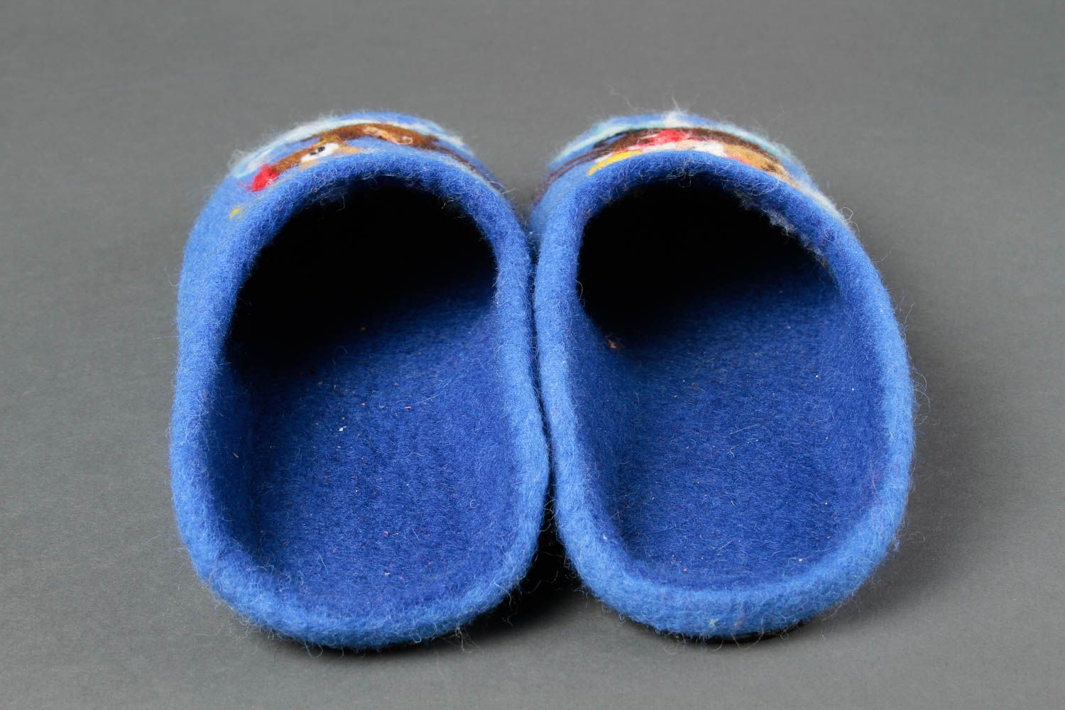 Pantoufles laine faites main Chaussure d'intérieur bleues Cadeau original photo 5