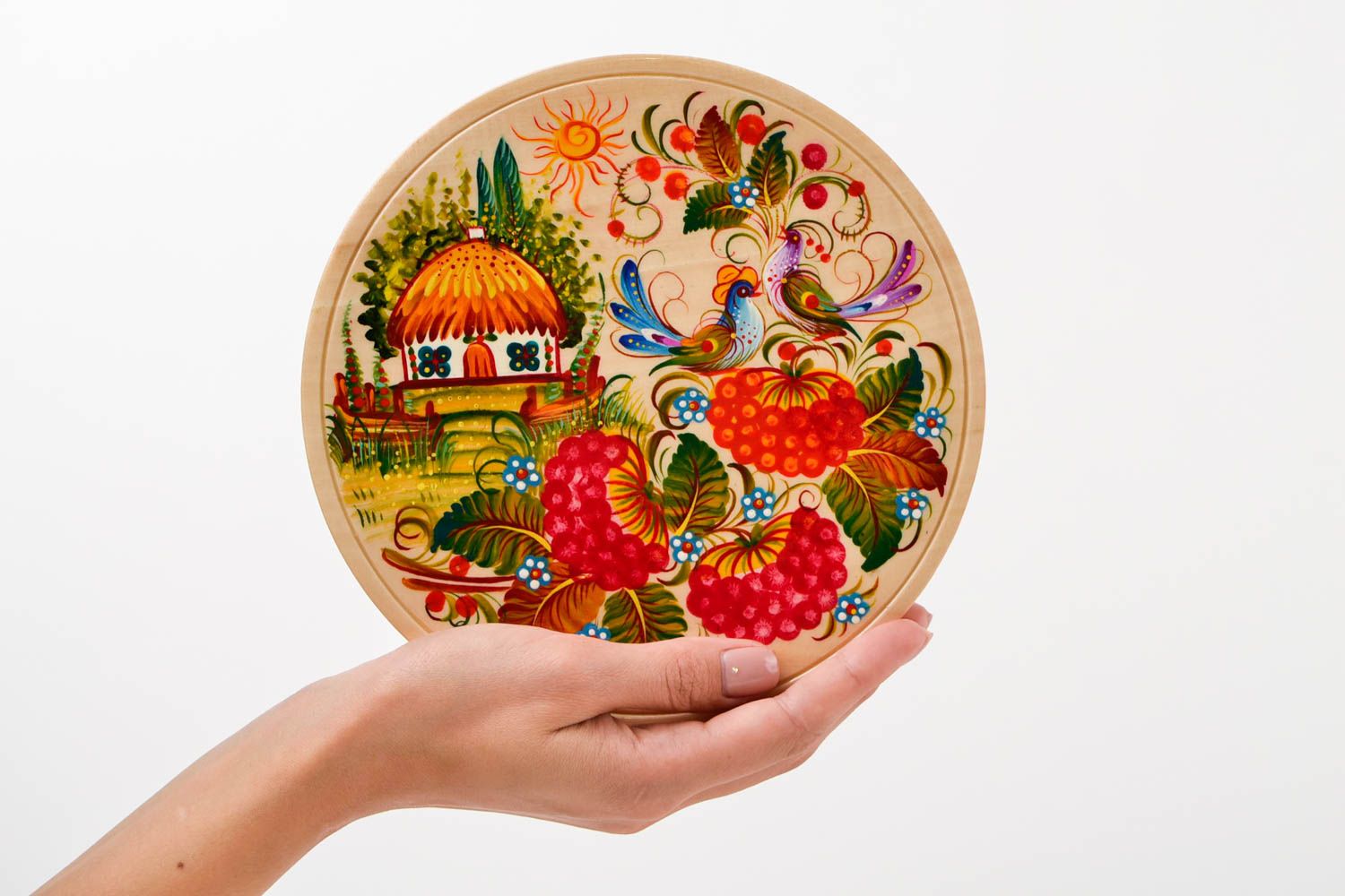 Декор на стену ручной работы декоративная тарелка круглая расписная посуда фото 2