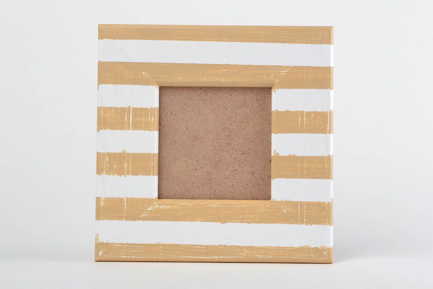Gestreifter weiß beiger handgemachter Holz Fotorahmen mit Bemalung 10x15 foto 3