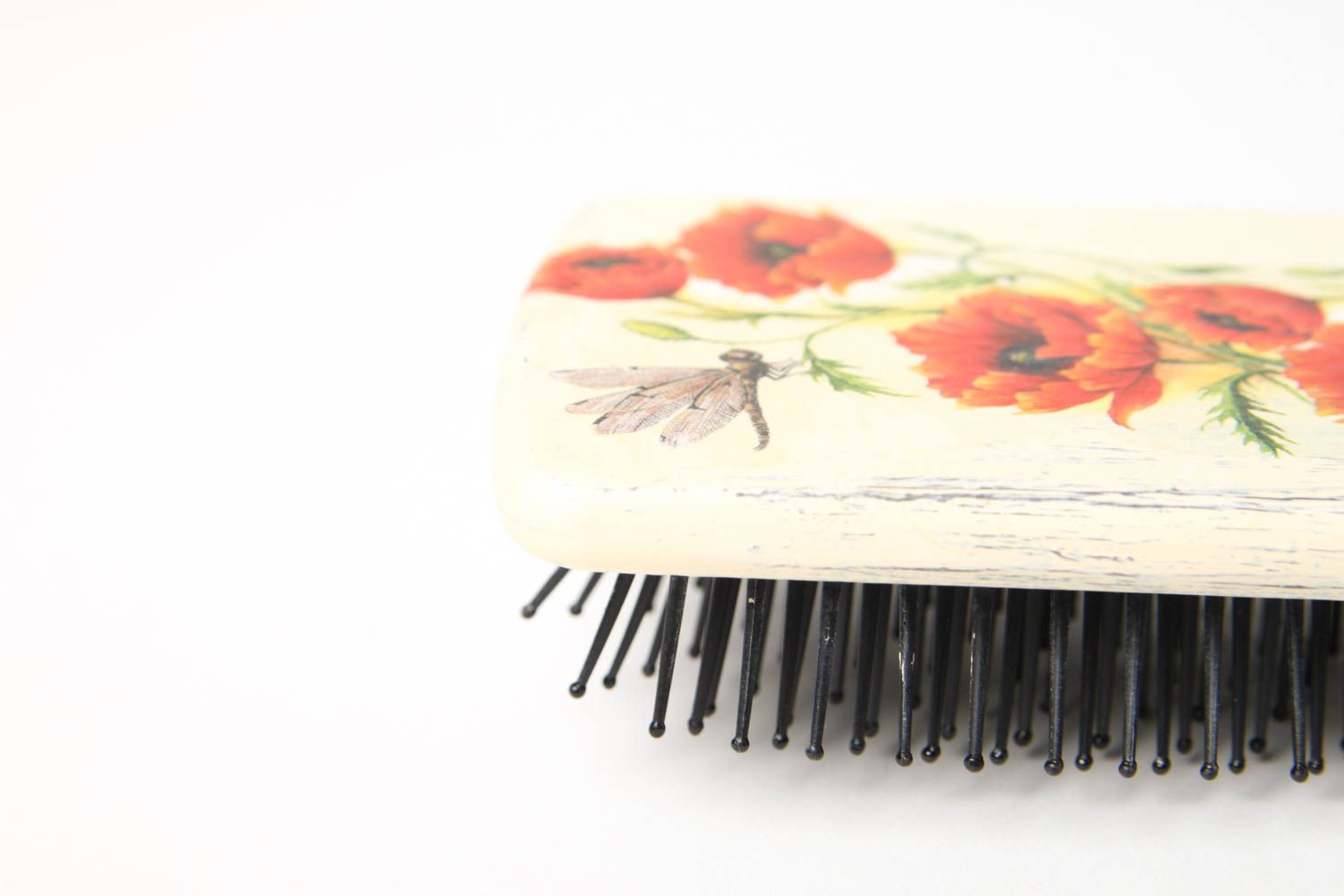 Handmade hairbrush with decoupage wooden hair comb accessories for girls photo 5