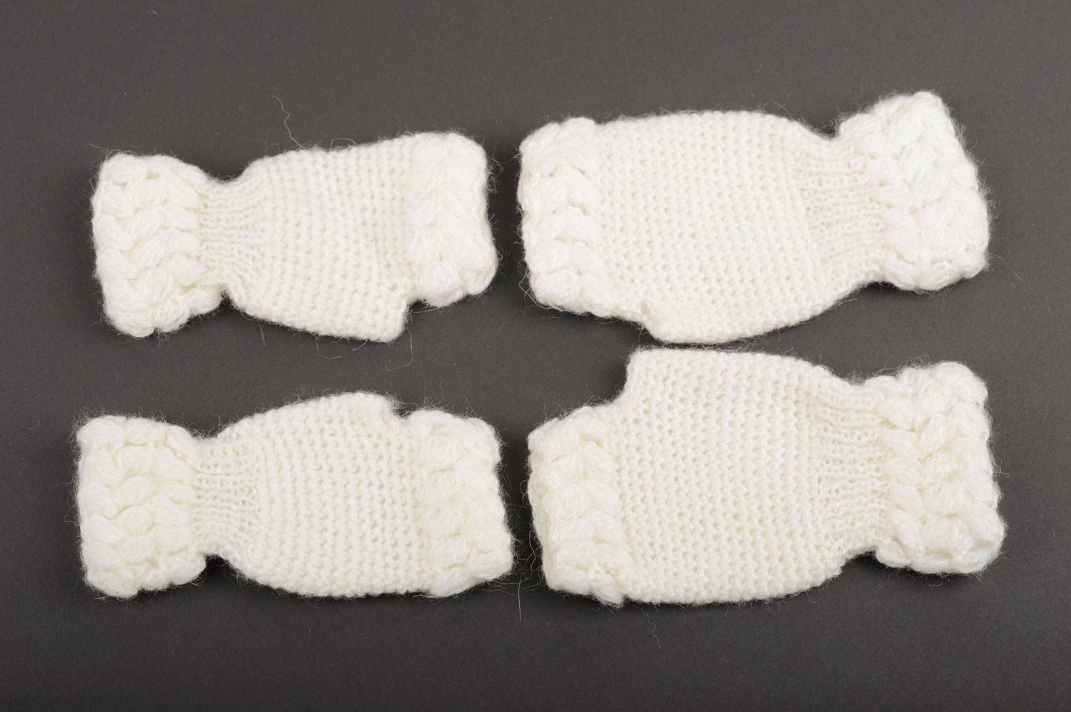 Fingerlose Handschuhe handmade Armstulpen für Kinder gehäkelte Handstulpen weiß foto 4