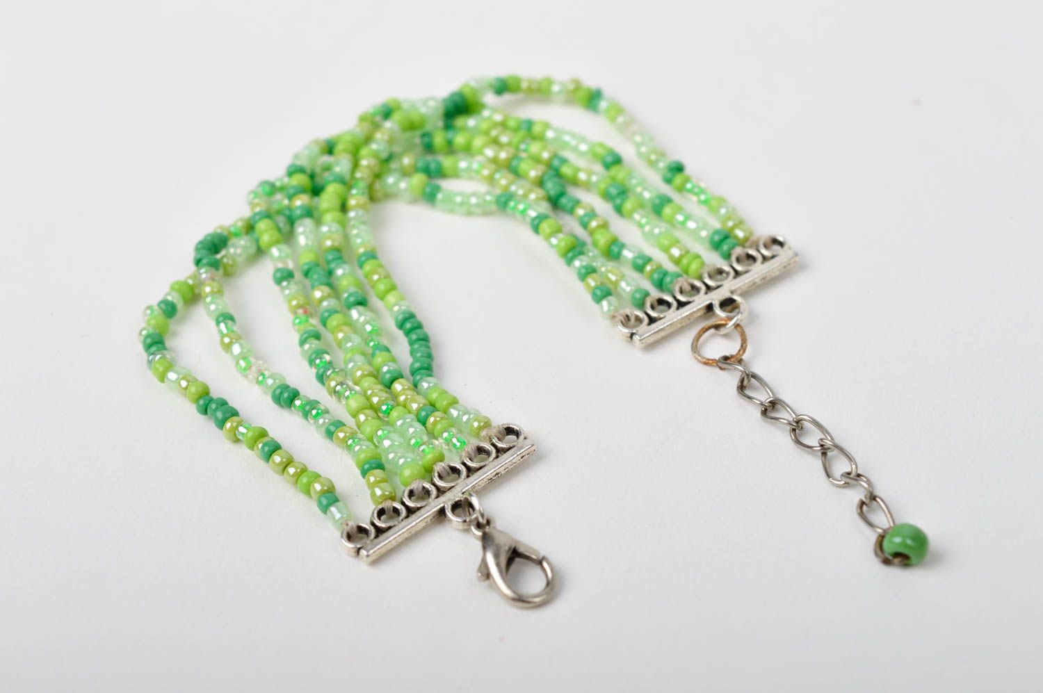 Bracelet multirang vert large Bijou fait main perles rocaille Cadeau pour femme photo 5
