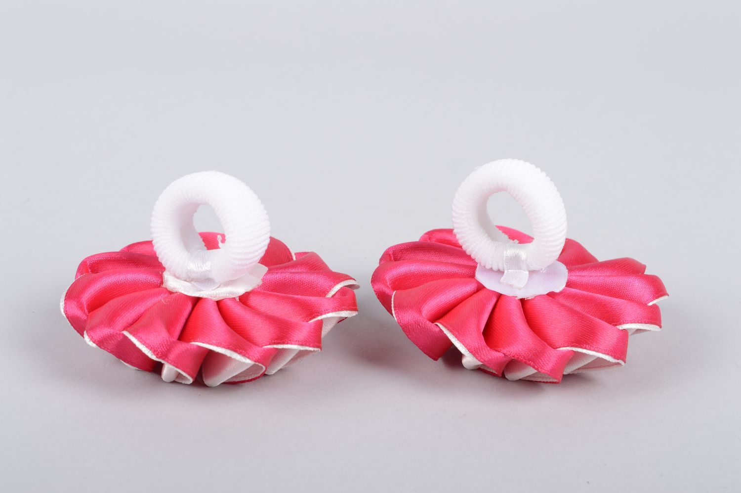 Handmade satin ribbon scrunchies flower barrettes hair accessories gift for girl photo 3