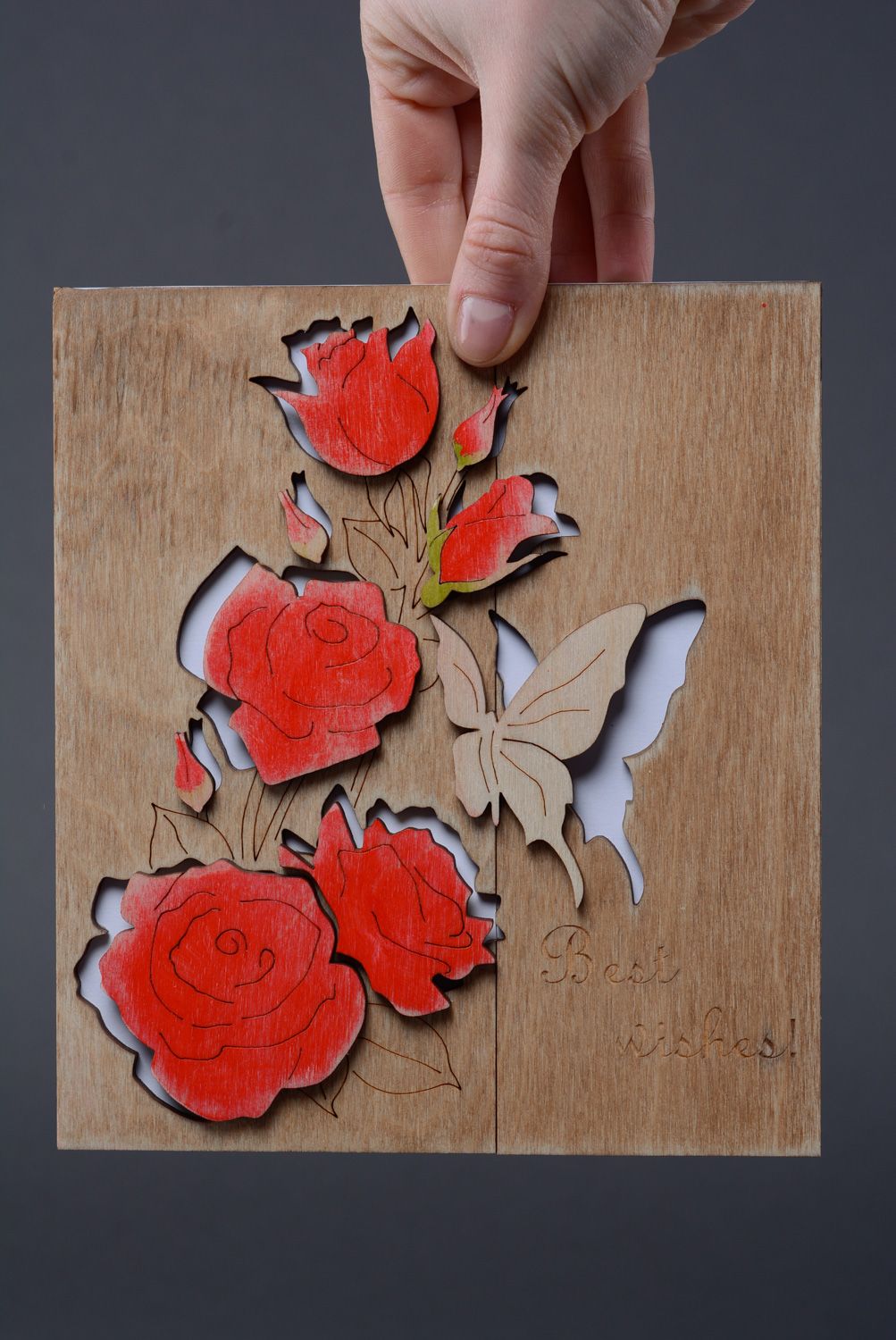 Belle carte de vœux artisanale avec fleurs faite main cadeau pour femme photo 5