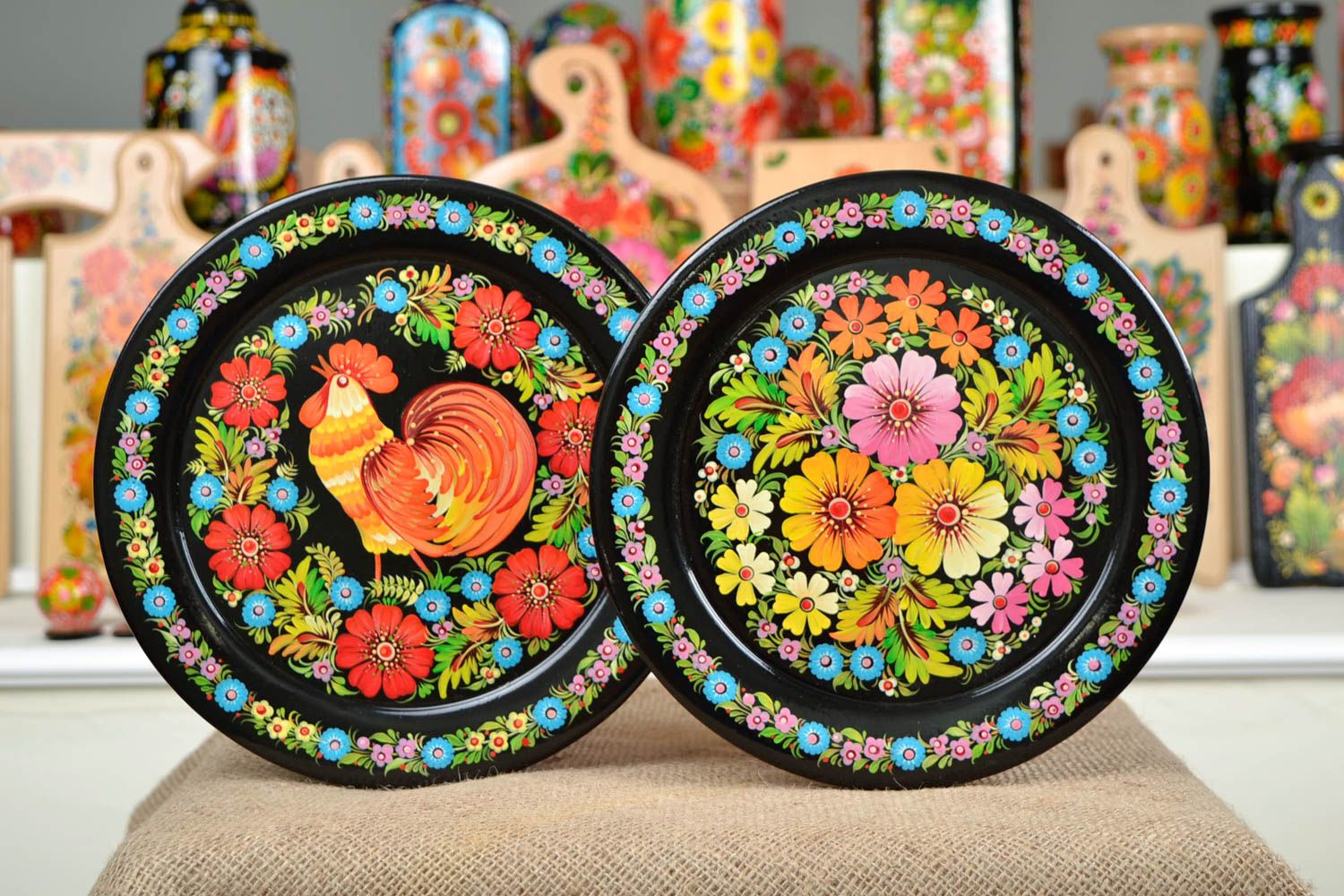 Conjunto de platos pintados hechos a mano decoración de casa regalo original foto 1