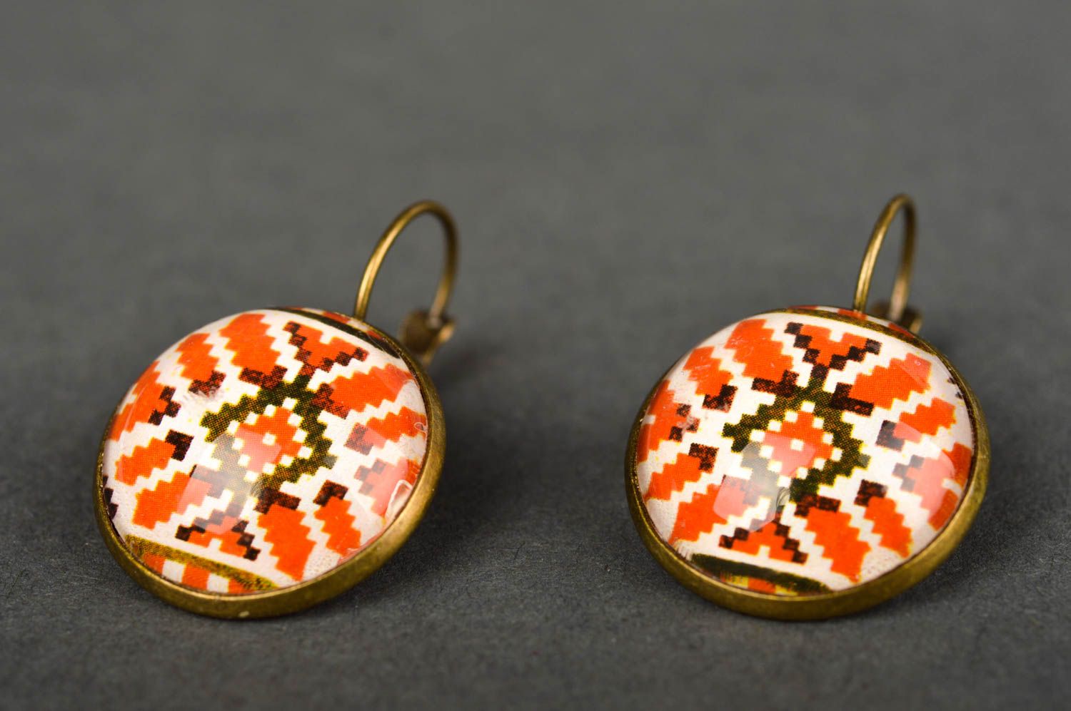 Handmade vintage earrings handmade jewelry earrings with print fashion jewelry photo 2
