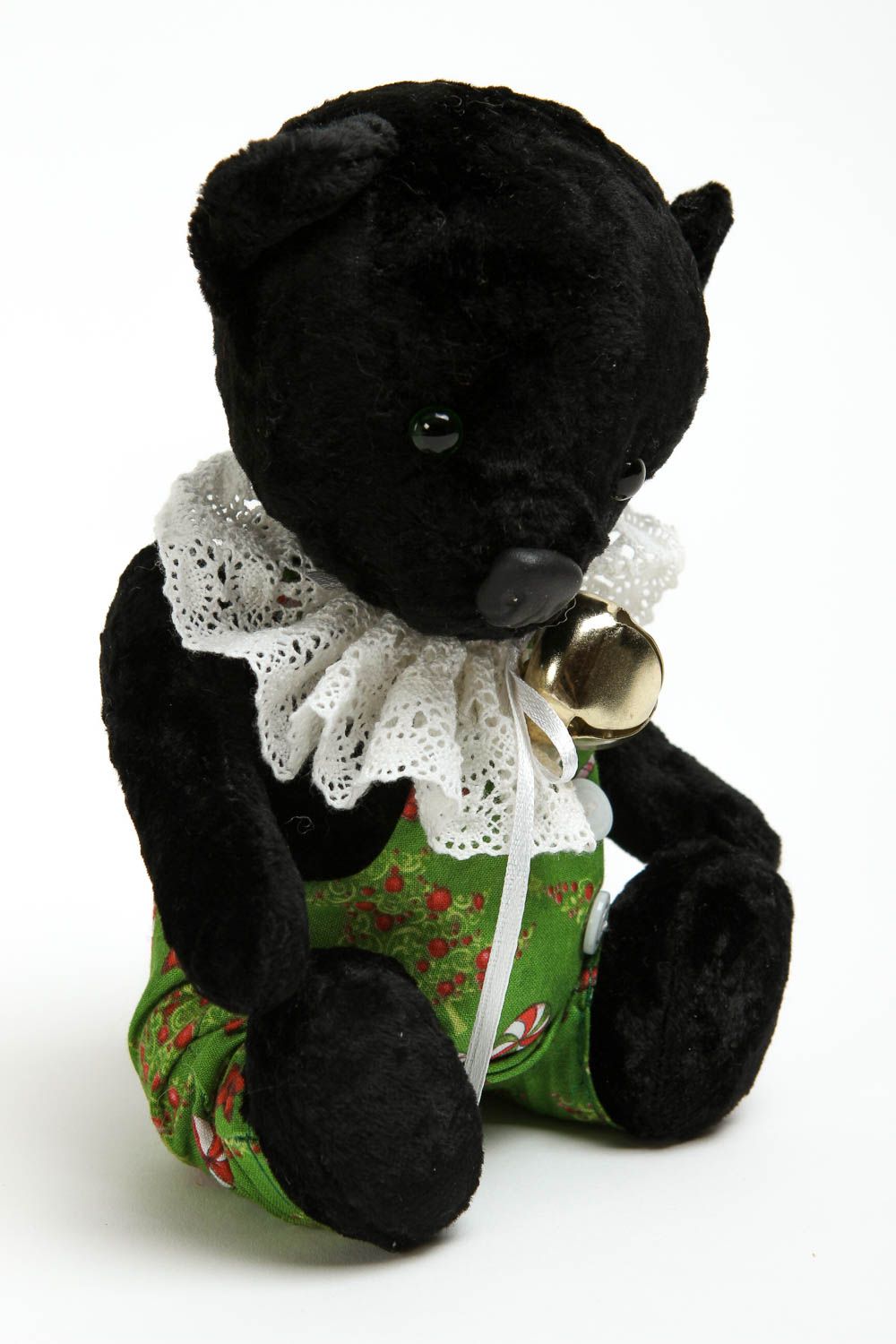 Jouet enfant ourson Peluche faite main noire en combinaison Cadeau original photo 3