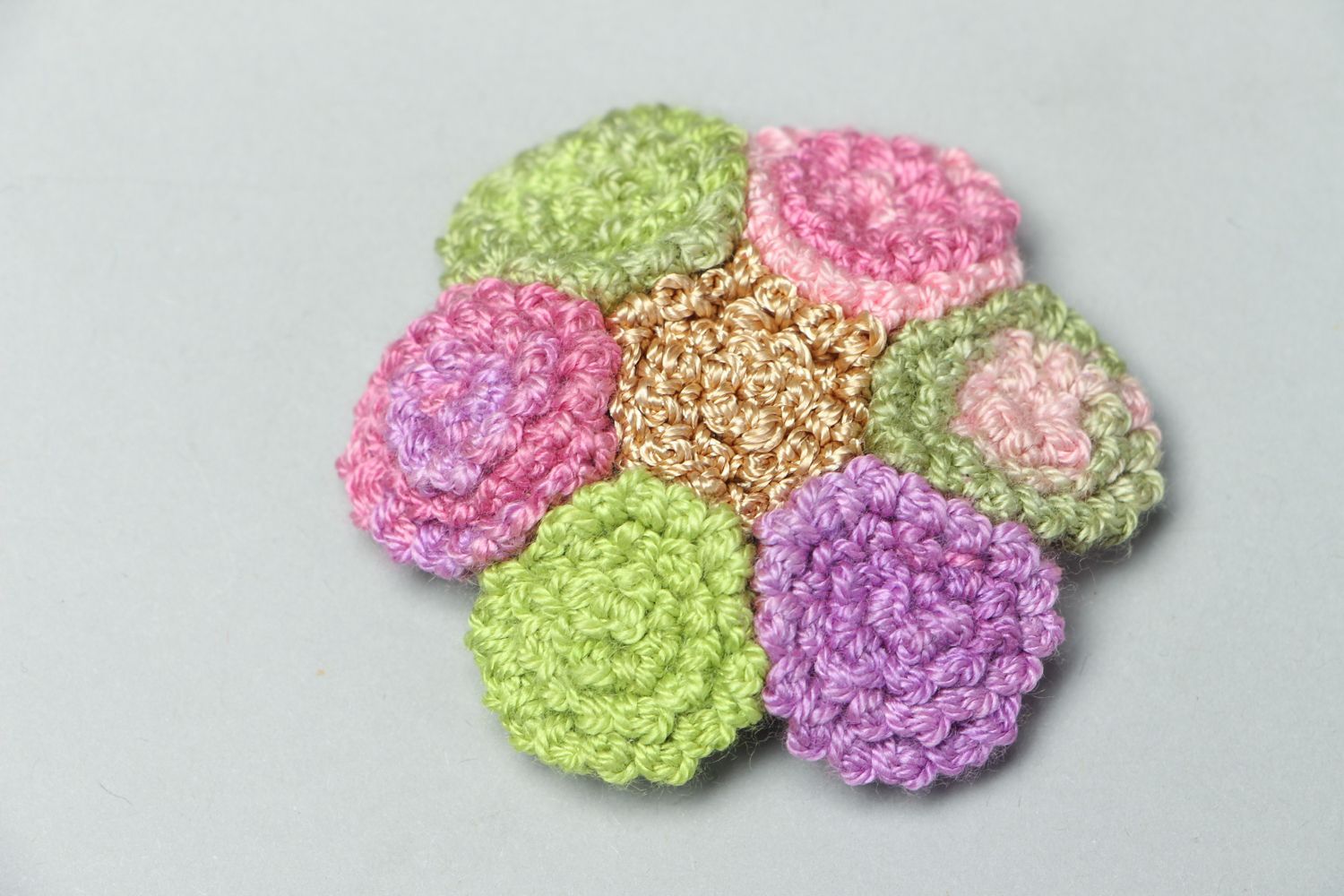 Handmade crochet brooch Colored Stones photo 1