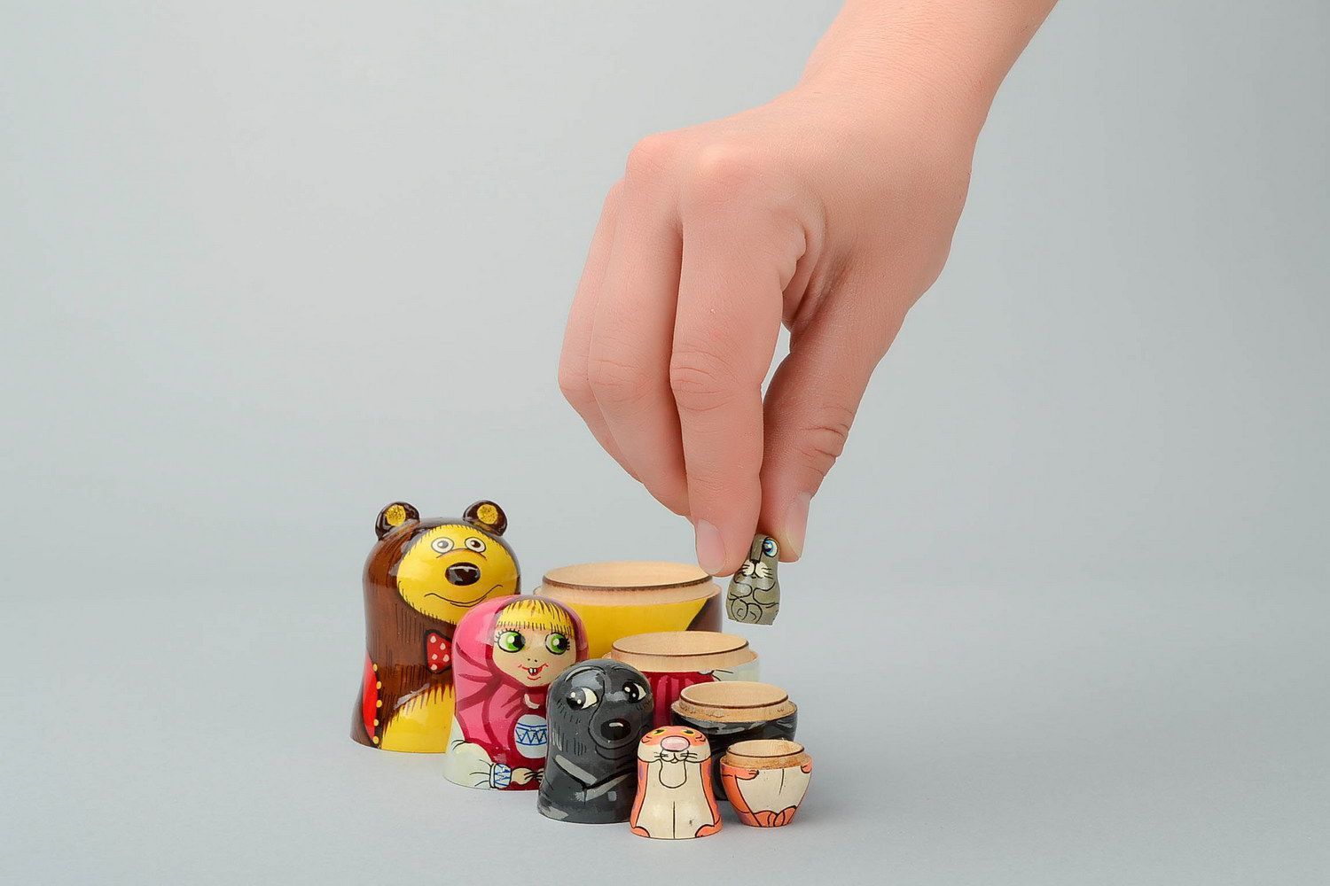 Painted wooden toy Masha and bear photo 4