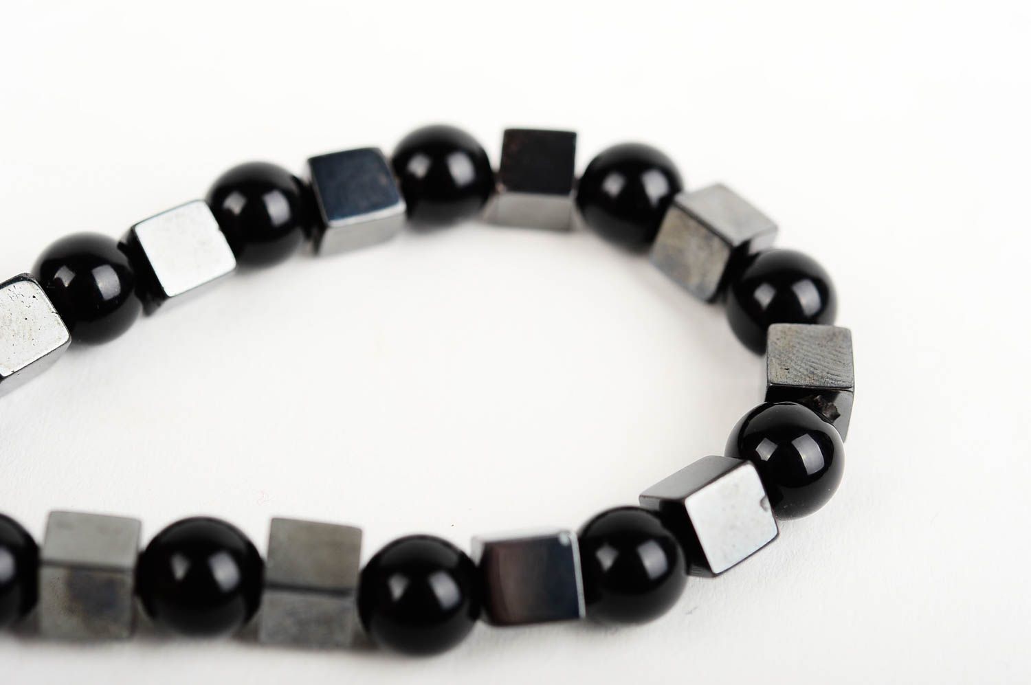 Bracelet pierres naturelles Bijou fait main noir Accessoire pour femme de mode photo 5