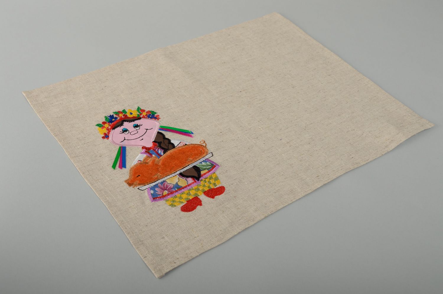 Set of textile interior napkins with applique work 6 items photo 2
