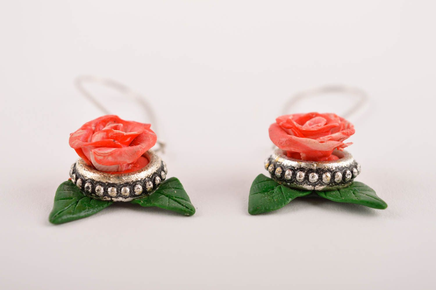 Boucles d'oreilles roses Bijou fait main Cadeau femme orange originales photo 4