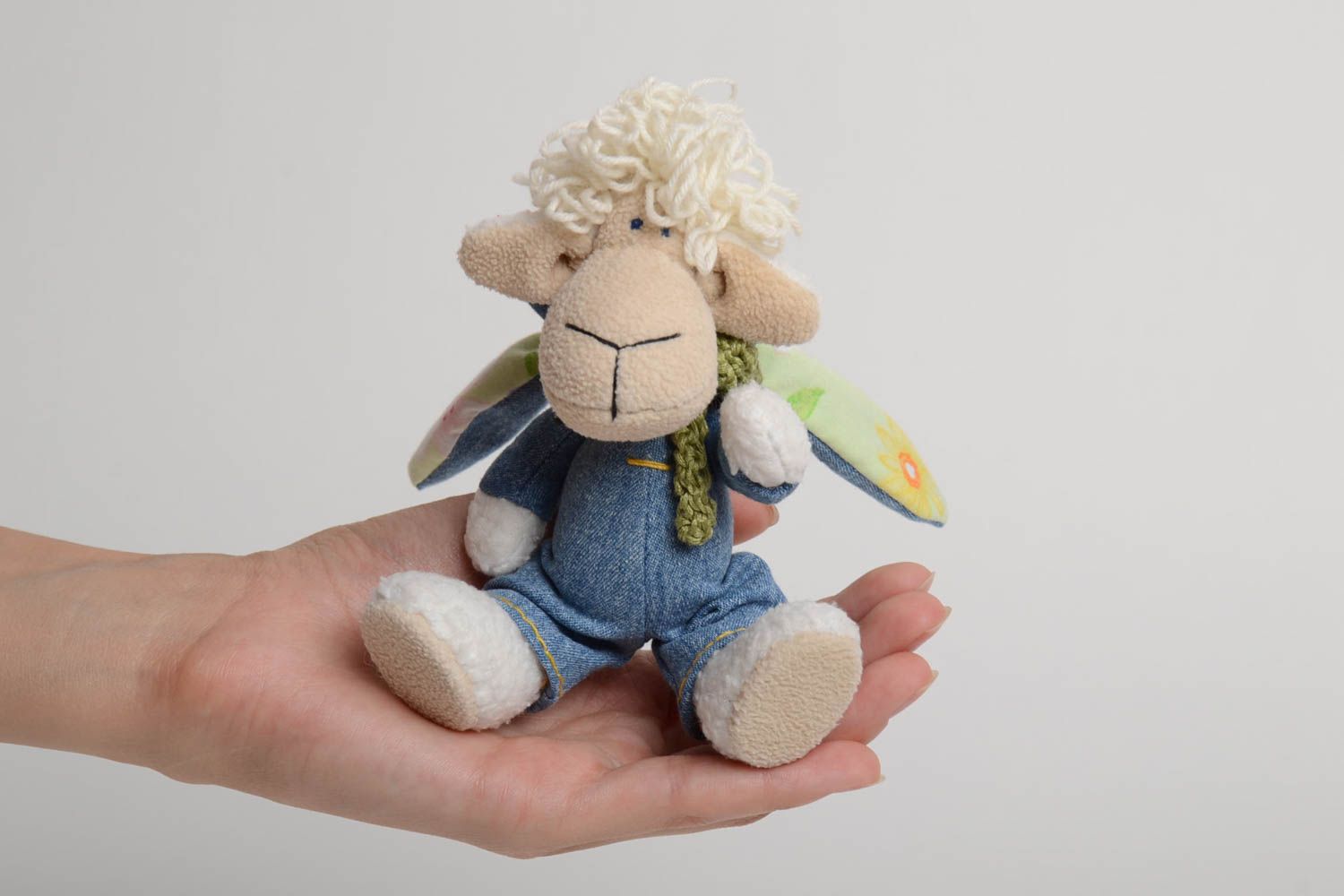 Small handmade soft toy made of felt and jeans unusual for kids photo 5