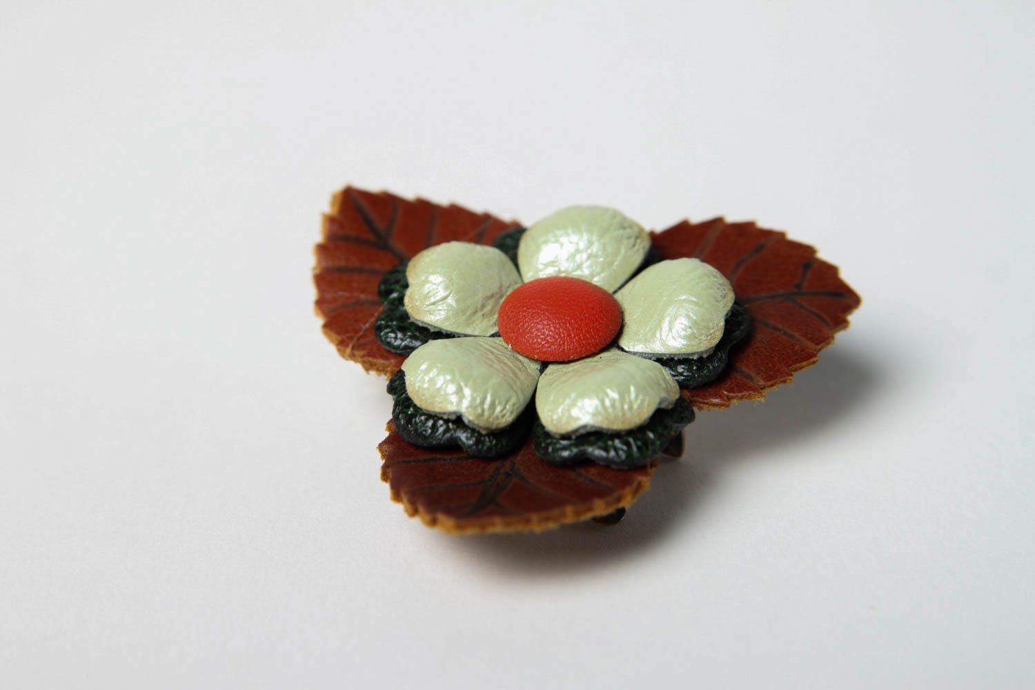 Handmade flower brooch leather goods fashion accessories brooches and pins photo 4