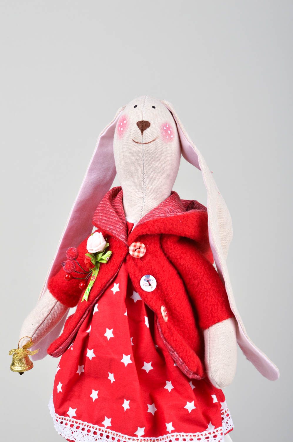 Игрушка из ткани хэнд мейд авторская игрушка зайка в в костюме мягкая игрушка фото 1
