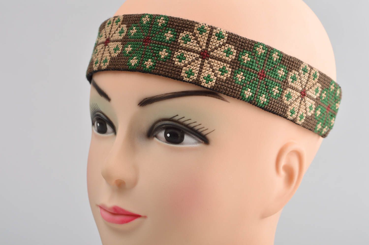 Handmade embroidered headband stylish accessory for hair female headband photo 5