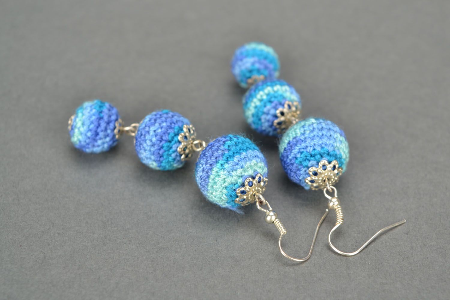 Crocheted earrings The Sea photo 4