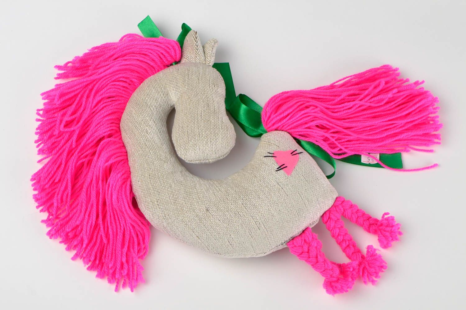 Игрушка-подушка ручной работы детская игрушка Лошадка розовая игрушка для детей фото 4