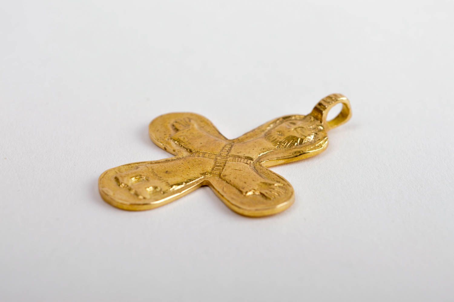 Cruz metálica artesanal regalo original dorado y pequeño accesorio religioso foto 3