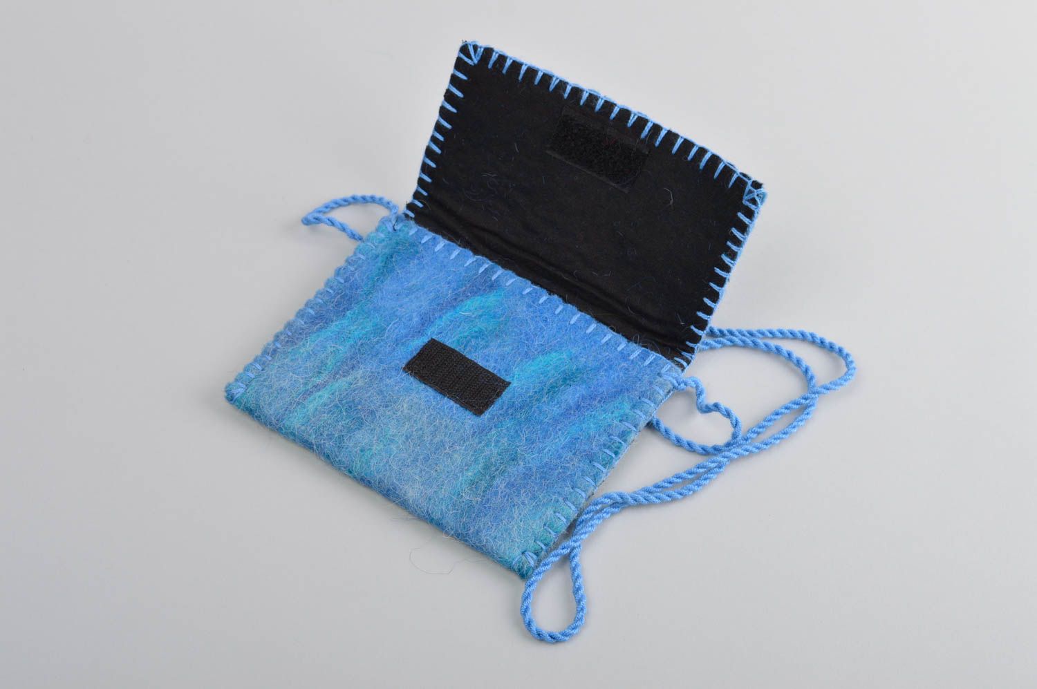 Сумка ручной работы сумка из войлока через плечо голубая сумка валяние фото 5