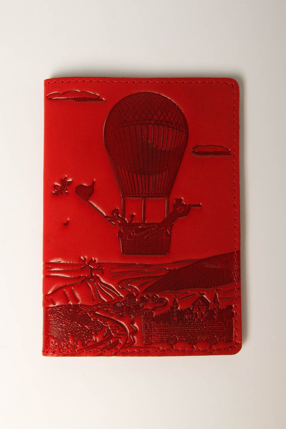 Кожаный аксессуар ручной работы красная обложка на паспорт необычный подарок фото 2