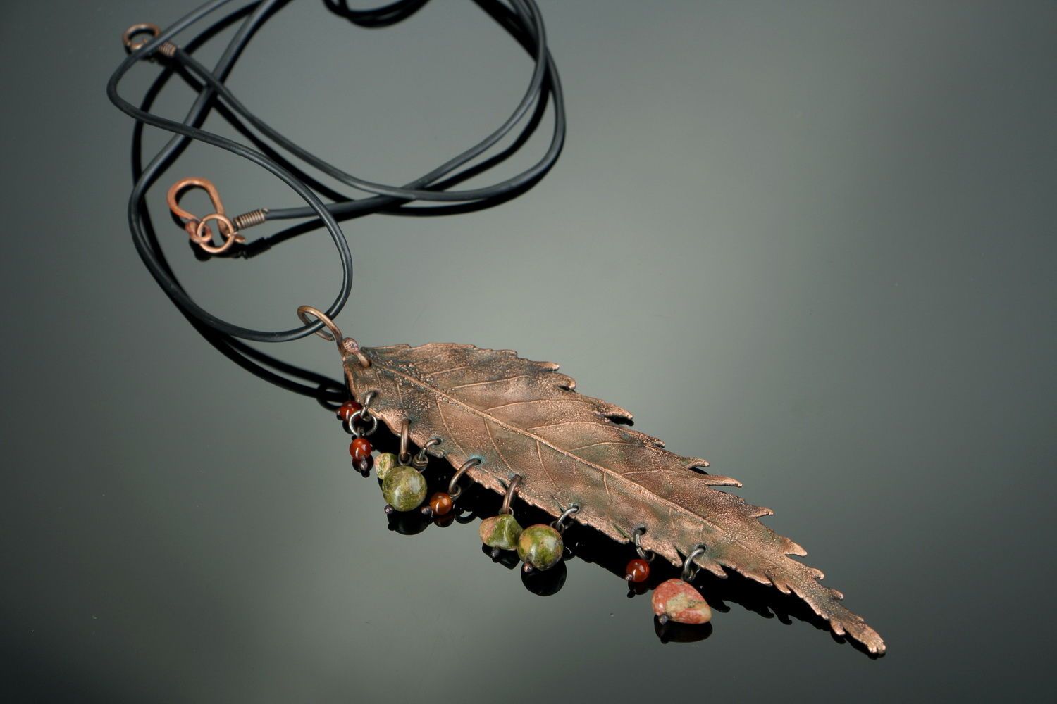 Copper pendant with unakite photo 1