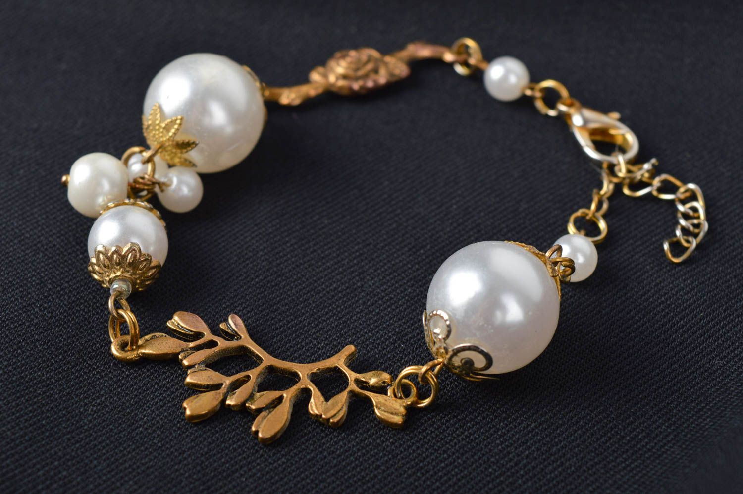 Handmade metal bracelet beaded bracelet designer accessories gifts for her photo 1