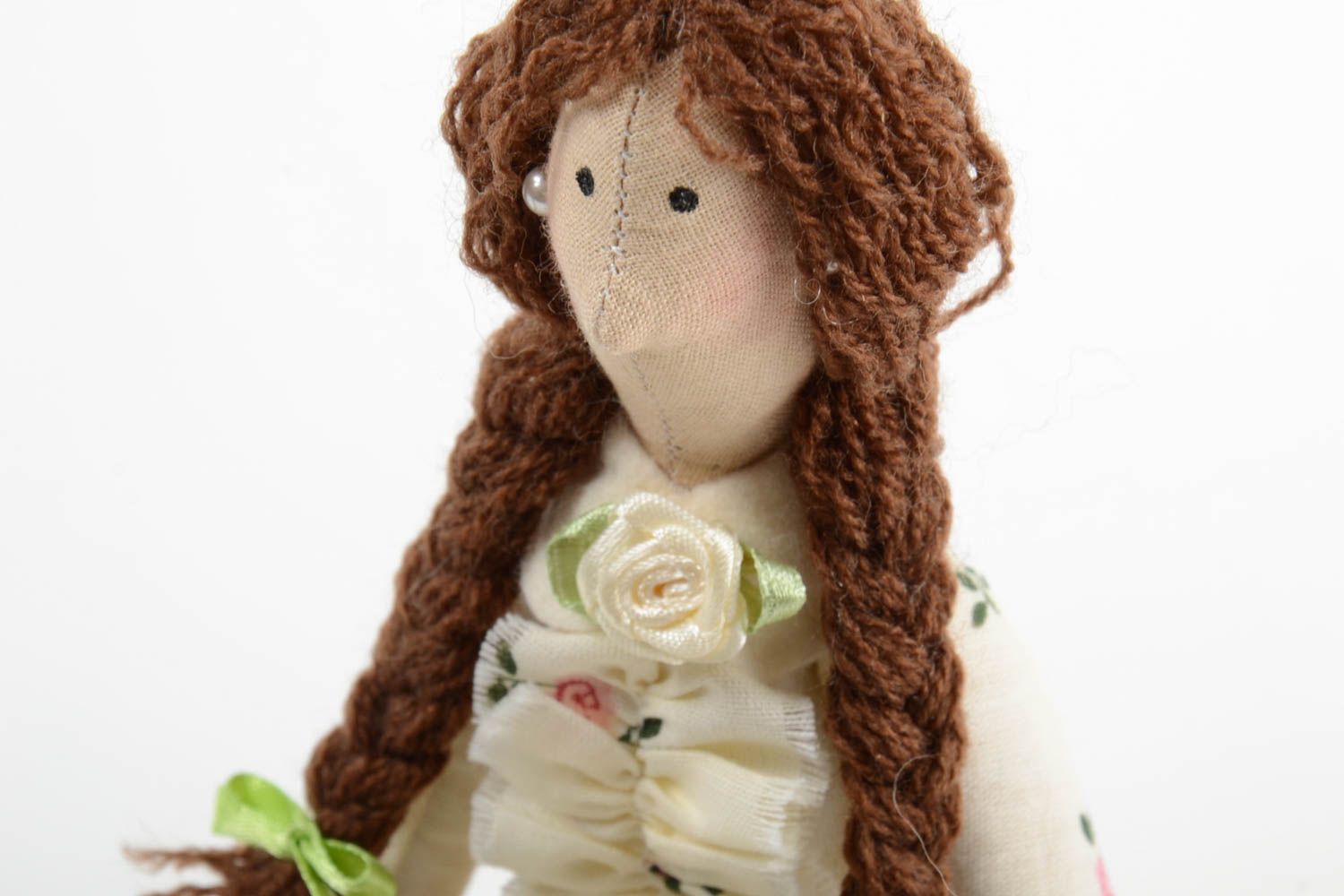 Beautiful homemade fabric doll decorative soft toy interior decorating photo 3