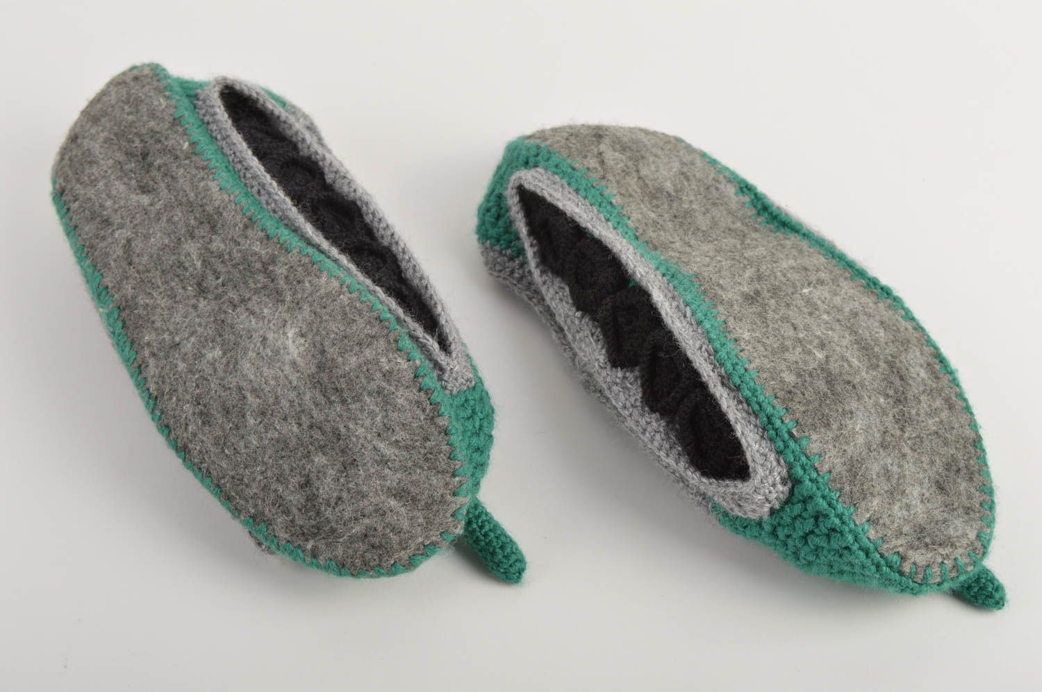 Unusual handmade wool slippers house shoes mens footwear design gifts for him photo 5