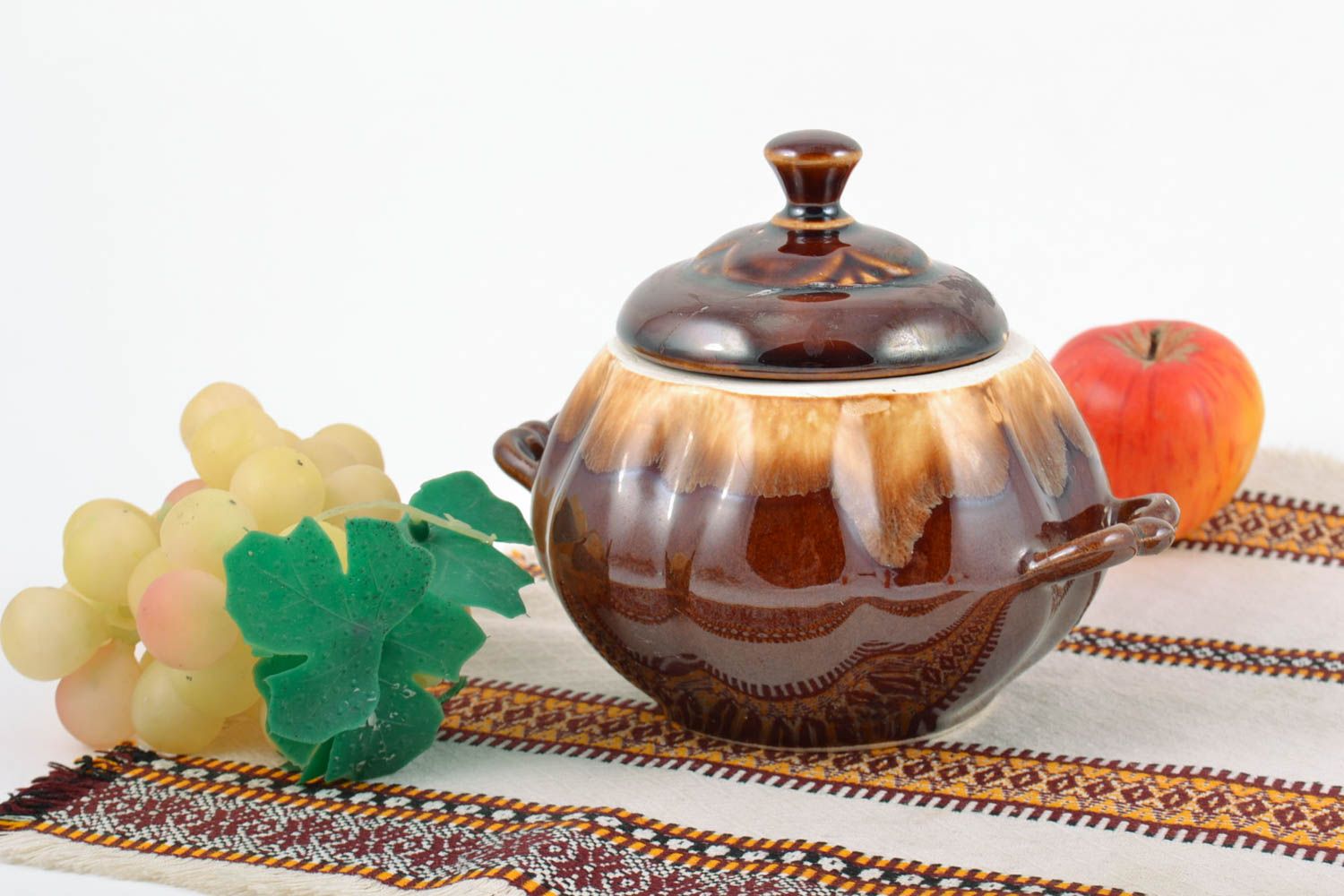 Handgemachte Keramik Zuckerdose in Form vom Kürbis 350 ml Ton Küchen Geschirr foto 1
