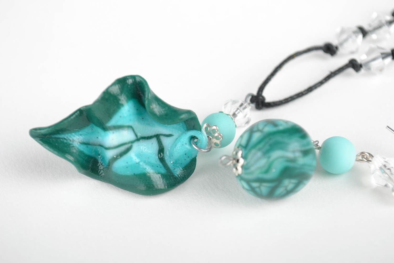 Handmade jewelry pendant necklace designer earrings jewelry set polymer clay photo 3