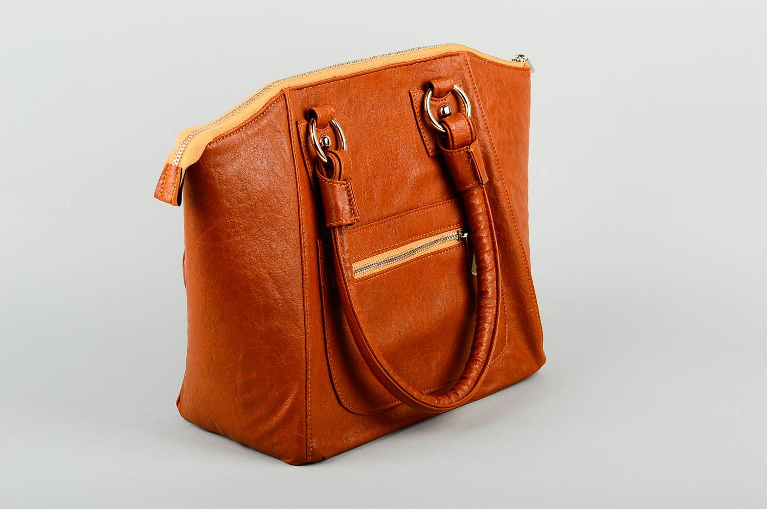 Сумка ручной работы сумка на плечо из кожзама женская сумка коричневая стильная фото 1