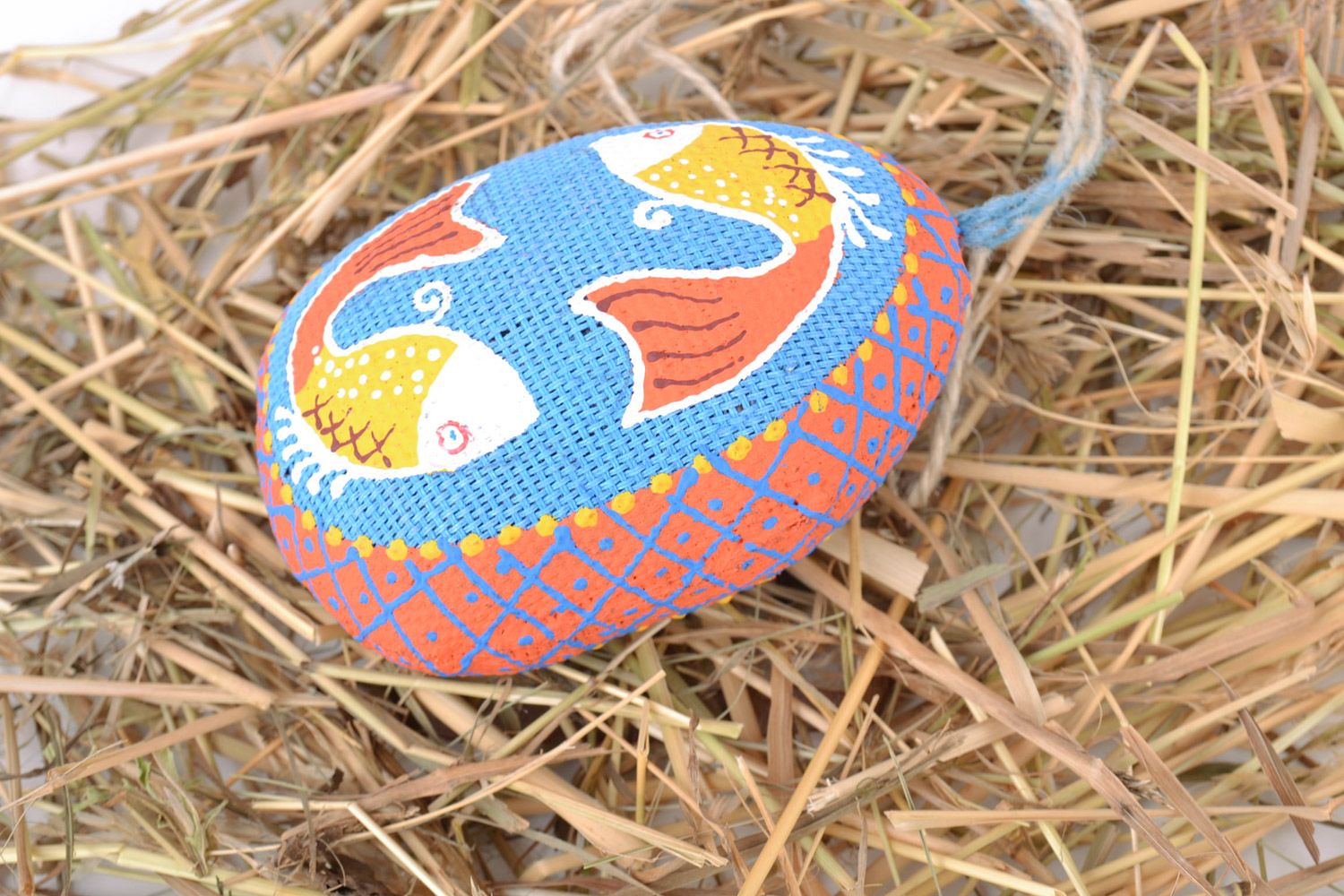 Colgante decorativo aromatizado de textil con forma de huevo de Pascua hecho a mano foto 1