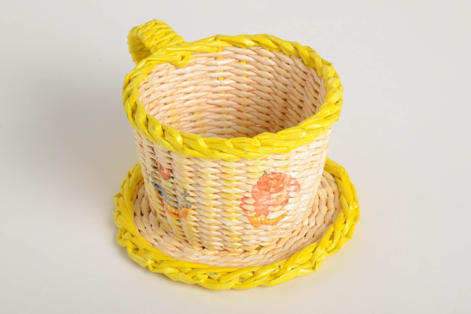 Handmade woven paper basket woven paper box design newspaper craft gift ideas photo 3