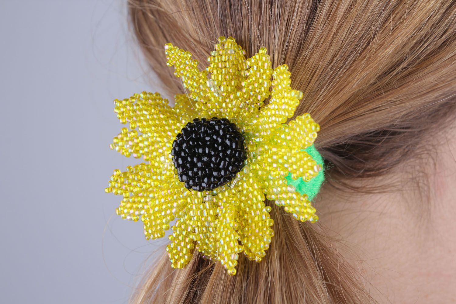 Haargummi mit Glasperlen Sonnenblume foto 5