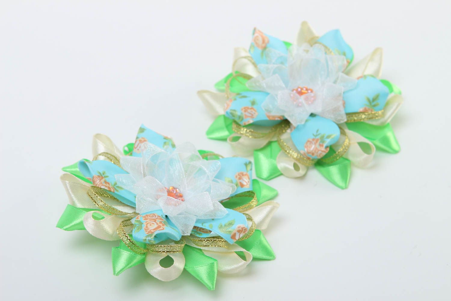 Handmade flower hair clip 2 pieces kanzashi flower hair accessories for girls photo 3