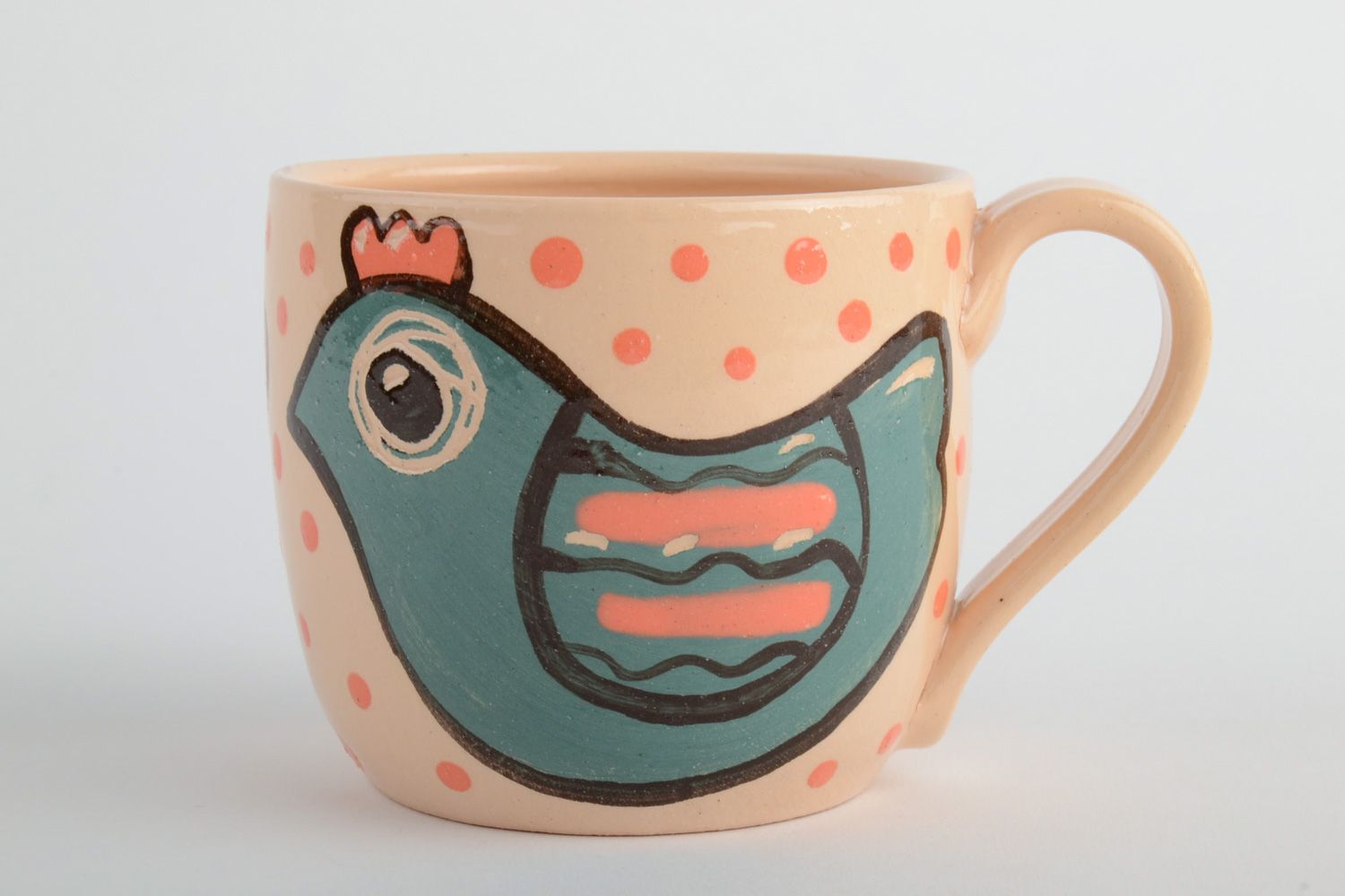 Taza cerámica hecha a mano pintada con esmaltes decorativa original para té foto 2