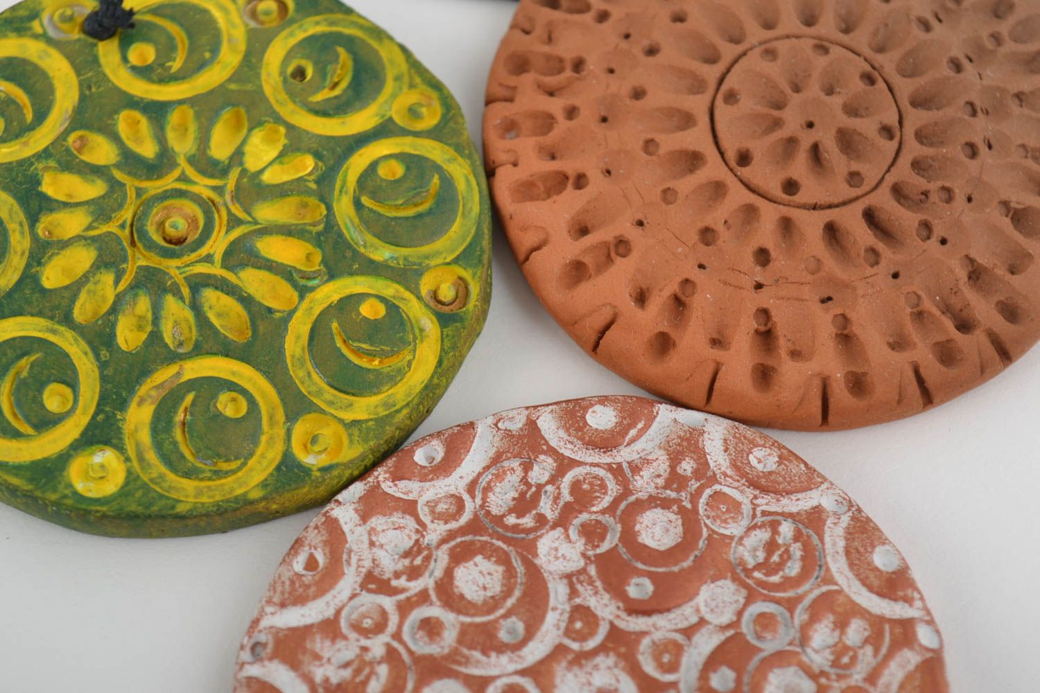 Unusual clay pendant handmade ceramic pendants 3 bright accessories gift photo 5