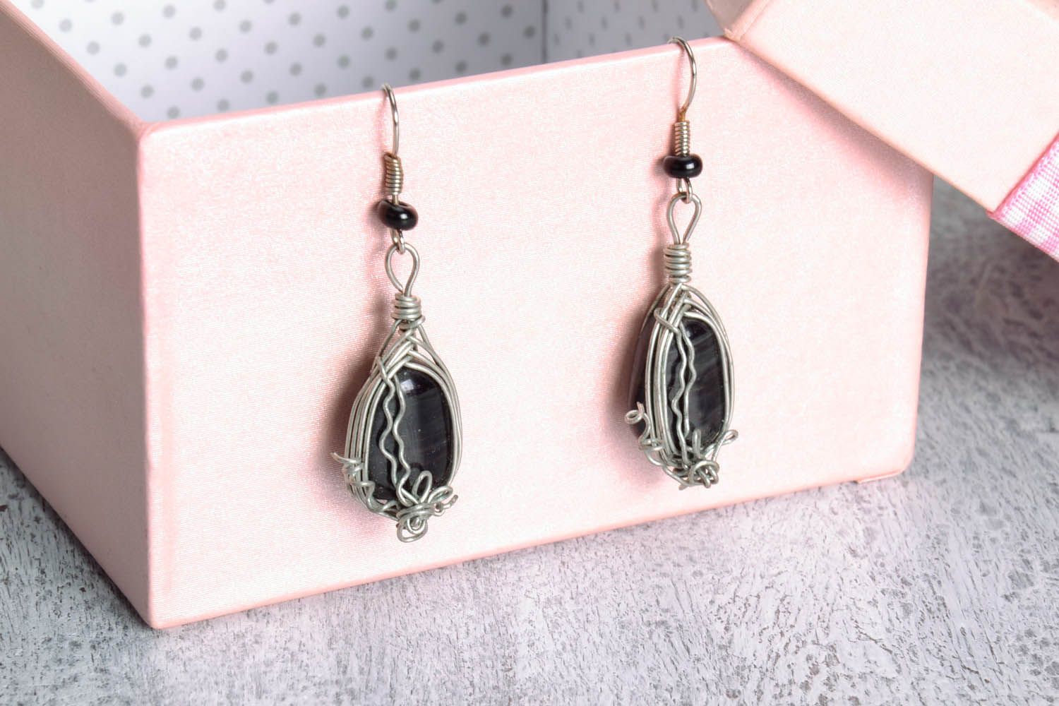 Earrings with natural stone photo 1