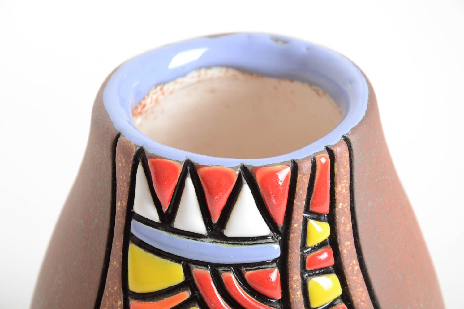 Vase décoratif fait main Vase céramique motif multicolore Déco maison 80 cl photo 3