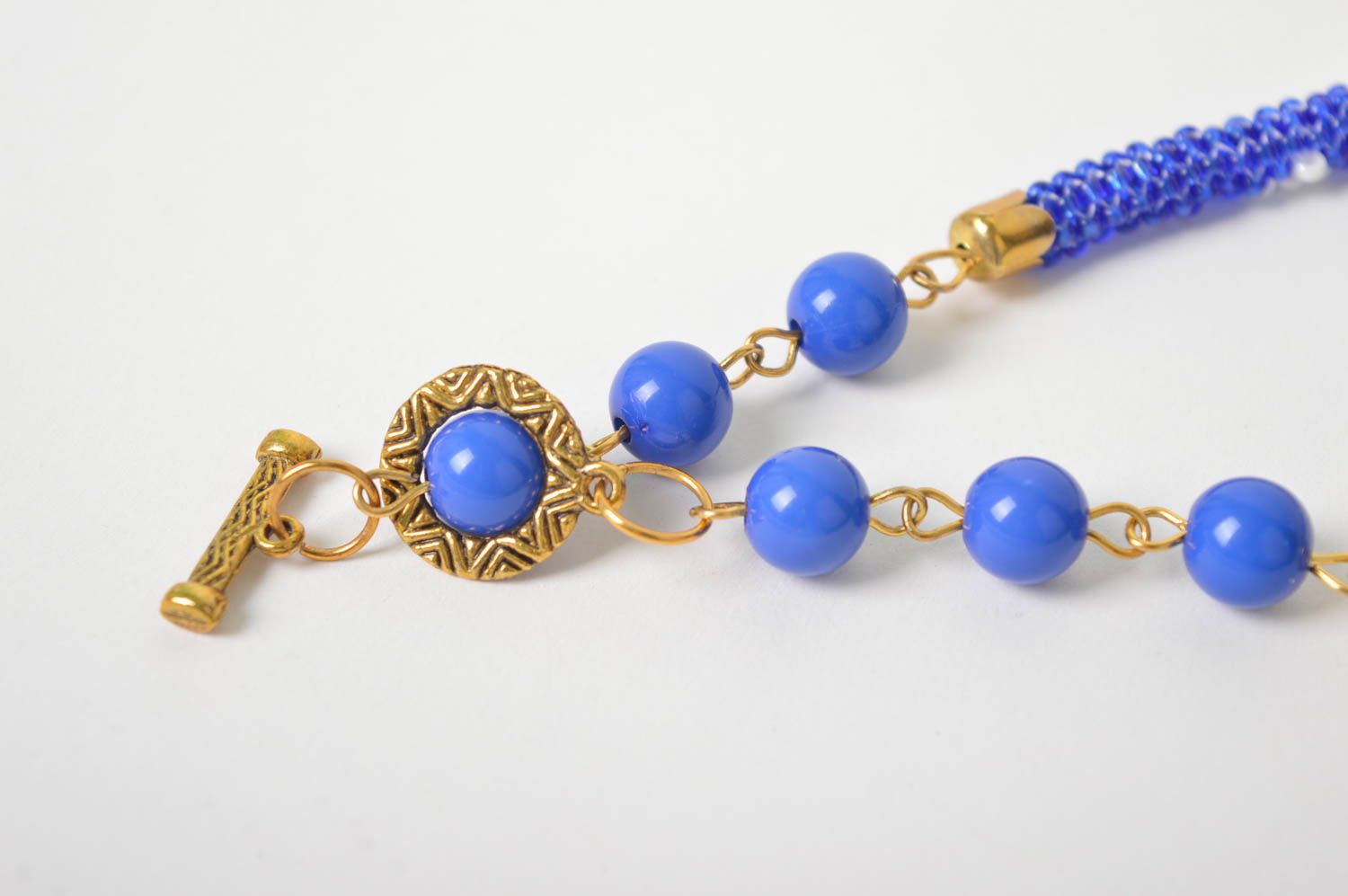 Handmade Schmuck Rocailles Kette Collier Halskette Accessoires für Frauen blau foto 4