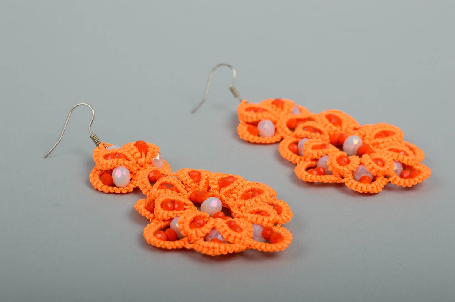 Handmade woven lace earrings textile earrings fashion accessories for girls photo 2